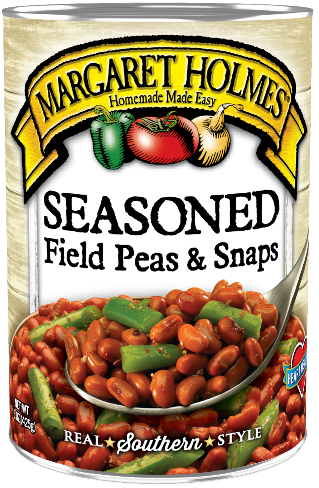 02323L_MH Seas Field Peas and Snaps_TL-F_website Can of Margaret Holmes Seasoned Tiny Field Peas & Snaps
