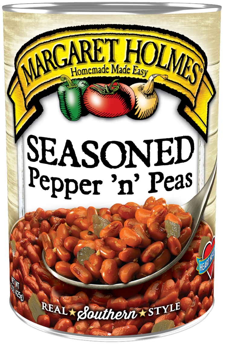 11355L_MH Seas Pepper n Peas_TL-F_Website Can of Margaret Holmes Seasoned Pepper 'n Peas