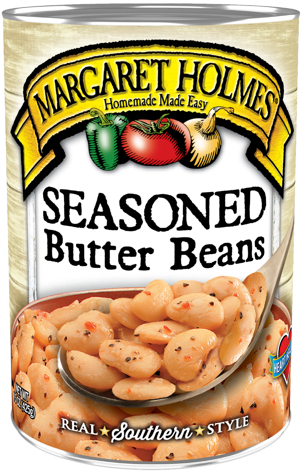 11901L_MH Seas Butter Beans_TL-F_website Can of Margaret Holmes Seasoned Butter Beans
