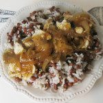 Chicken with Onion Gravy over Rice and Field Peas