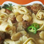 Cheese Tortellini & Butter Bean Soup with Meatballs